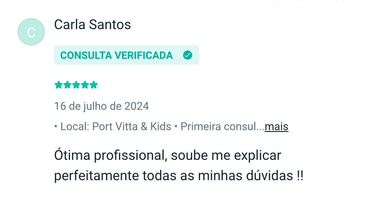 Carla Santos: Ótima profissional, soube me explicar perfeitamente todas as minhas dúvidas !!