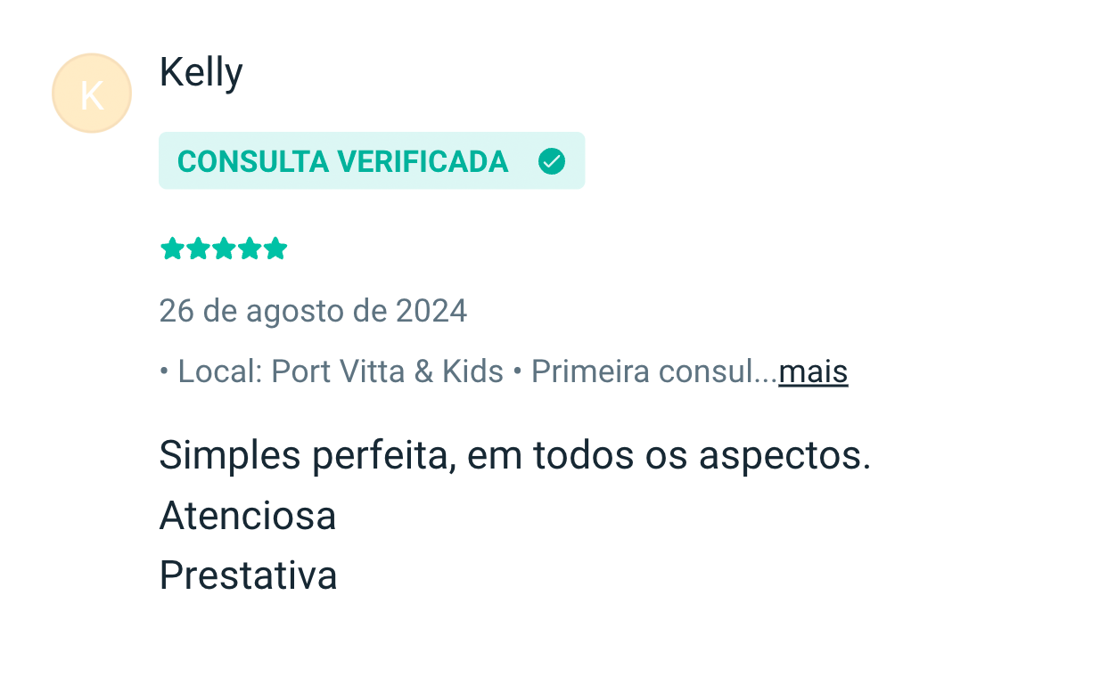 Kelly: Simples perfeita, em todos os aspectos. Atenciosa Prestativa